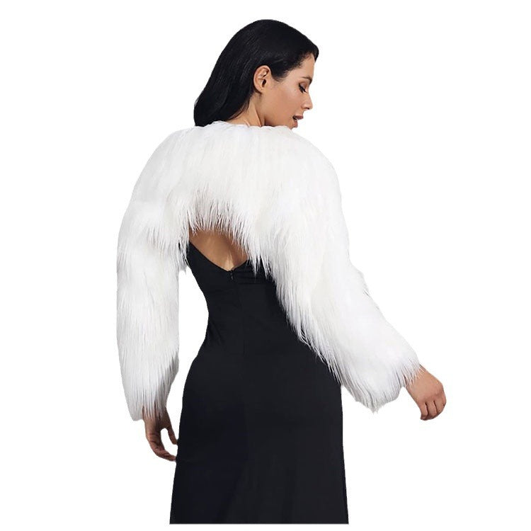 Damen Extravaganter Kunstpelzbolero mit elegantem Schnitt EB