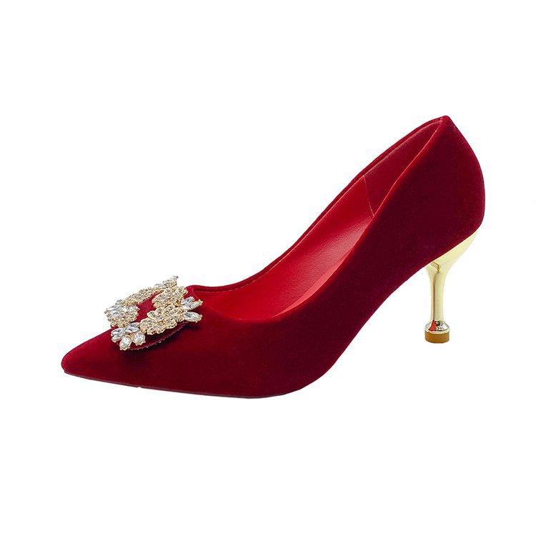 Damen elegante Pumps mit glitzerndem Strassakzent und moderner Fessel EB