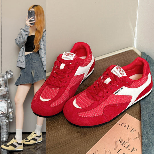 Damen Sportliche Sneaker mit atmungsaktivem Mesh und weichem Velours EB