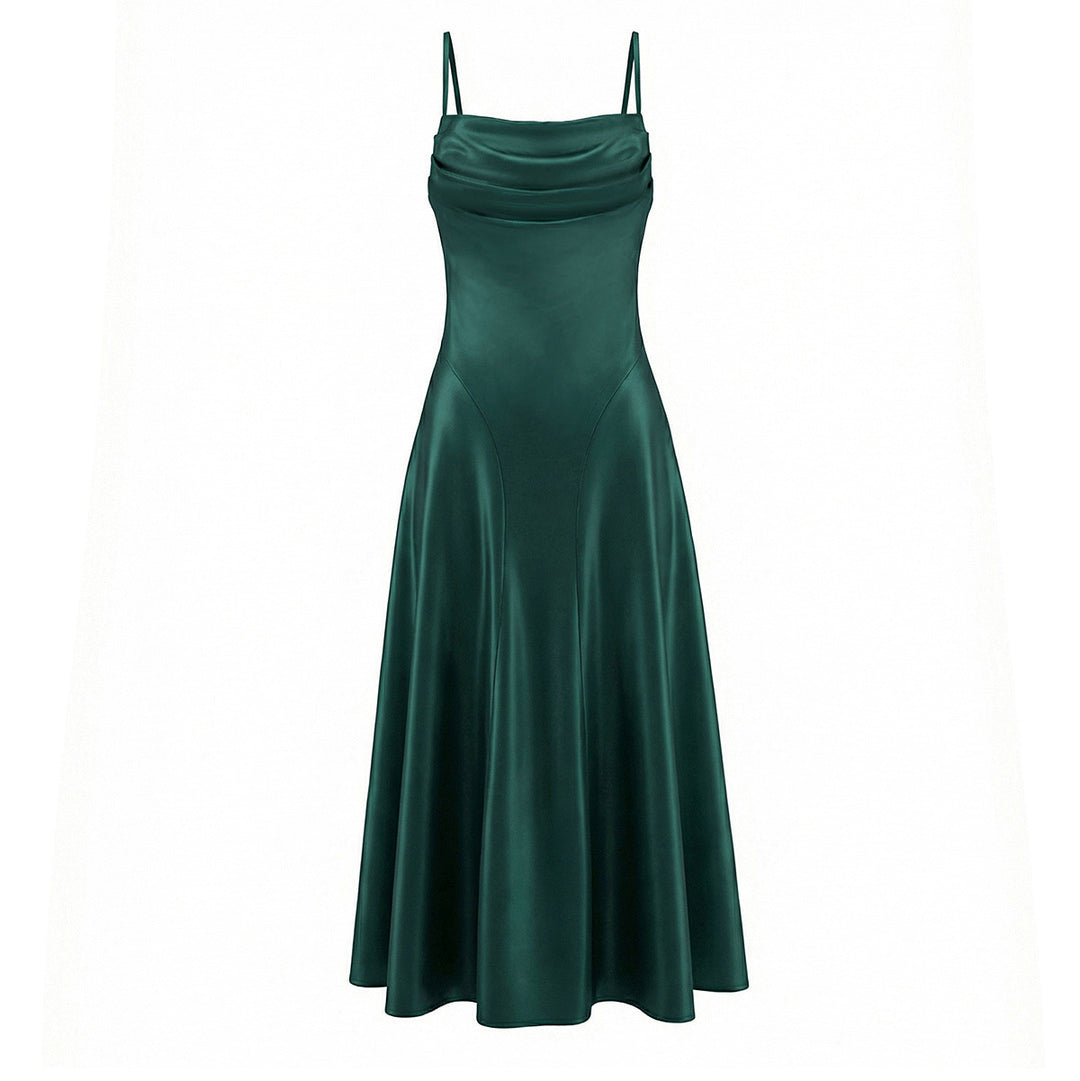 Damen Maxikleid mit eleganter Drapierung und feinem Satin-Finish R&B