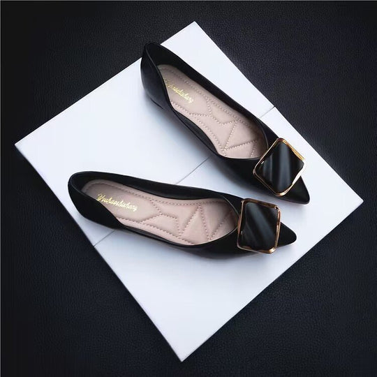Damen Elegante Ballerinas mit modischer Schmuckschließe EB