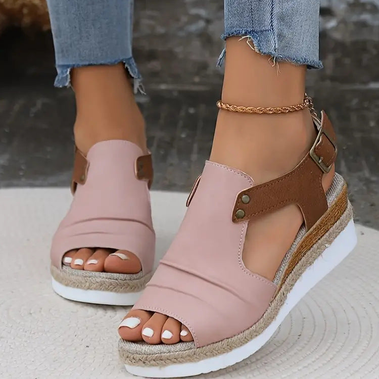 Damen Komfortable Plateau-Sandalen mit Riemen EB