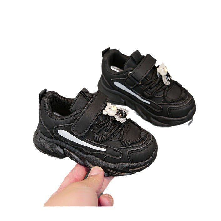 Damen Sportliche Kindersneaker mit niedlichen Tierapplikationen und hochelastischem Klettverschluss EB
