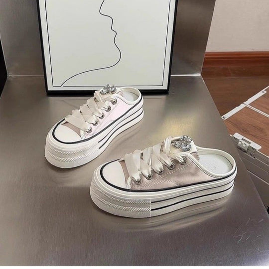 Damen Stylish Plattform-Sneaker mit satiniertem Obermaterial EB