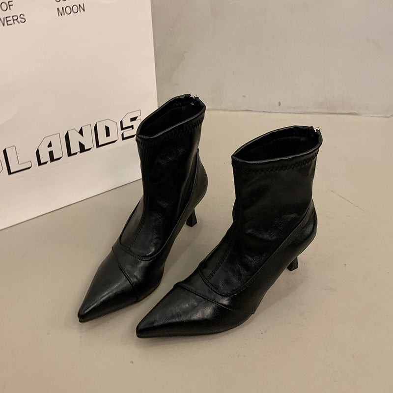 Damen Elegante Stiefeletten mit spitzem Schuhdesign und stylischem Absatz EB
