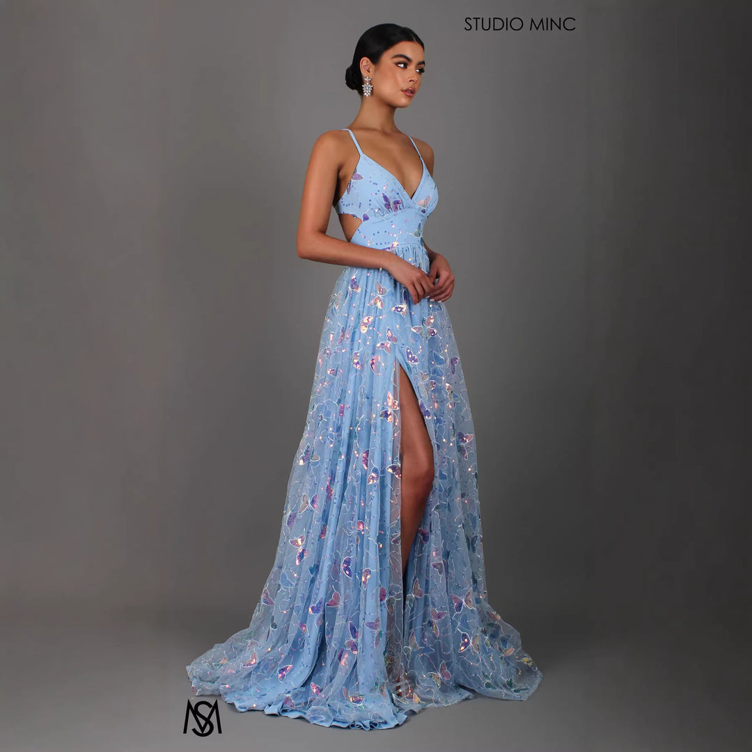 Damen Maxikleid mit feinen Glitzer-Akzenten und floralem Schnitt EB
