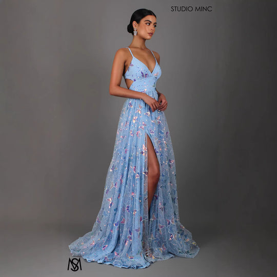 Damen Maxikleid mit feinen Glitzer-Akzenten und floralem Schnitt EB