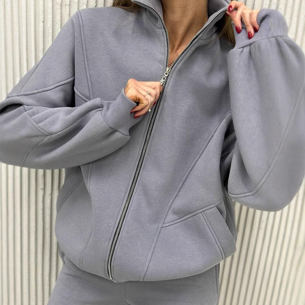Damen Oversize-Halbzip-Sweatjacke mit sculptender High-Waist-Jogginghose aus schwerem French-Terry Eichborn Berlin