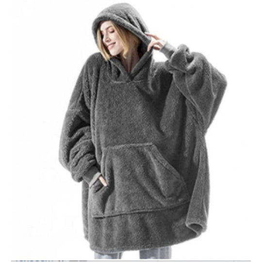 Damen oversize Fleece-Hoodie mit Kängurutasche und Kapuze EB