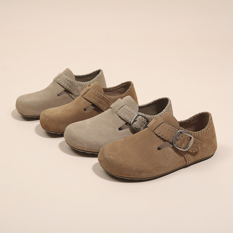 Damen Clogs aus weichem Wildleder mit verstellbarem Riemen EB
