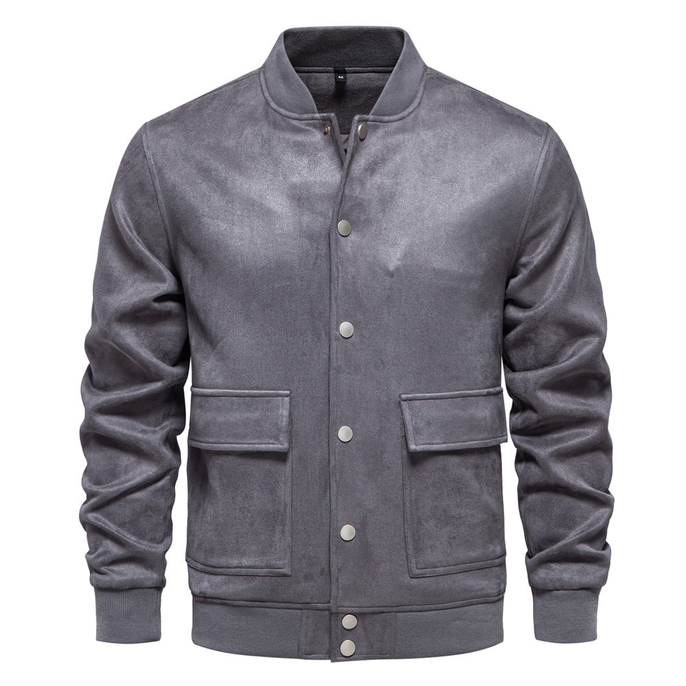 Herren leichter Kunstleder-Jacke mit praktischen Taschen EB