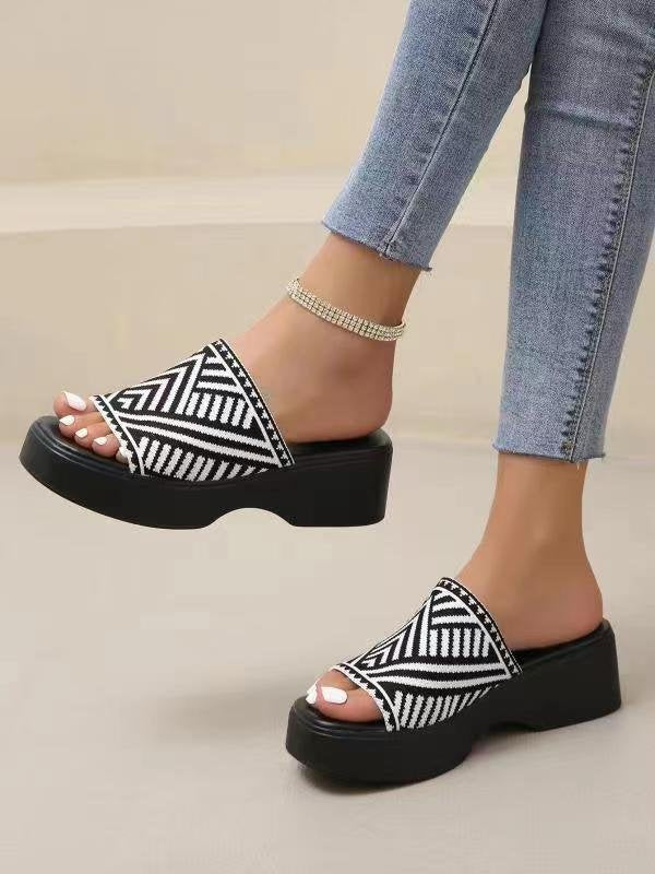 Damen Komfortable Wedge-Pantoletten mit breitem Riemendesign und anatomischem Fußbett EB