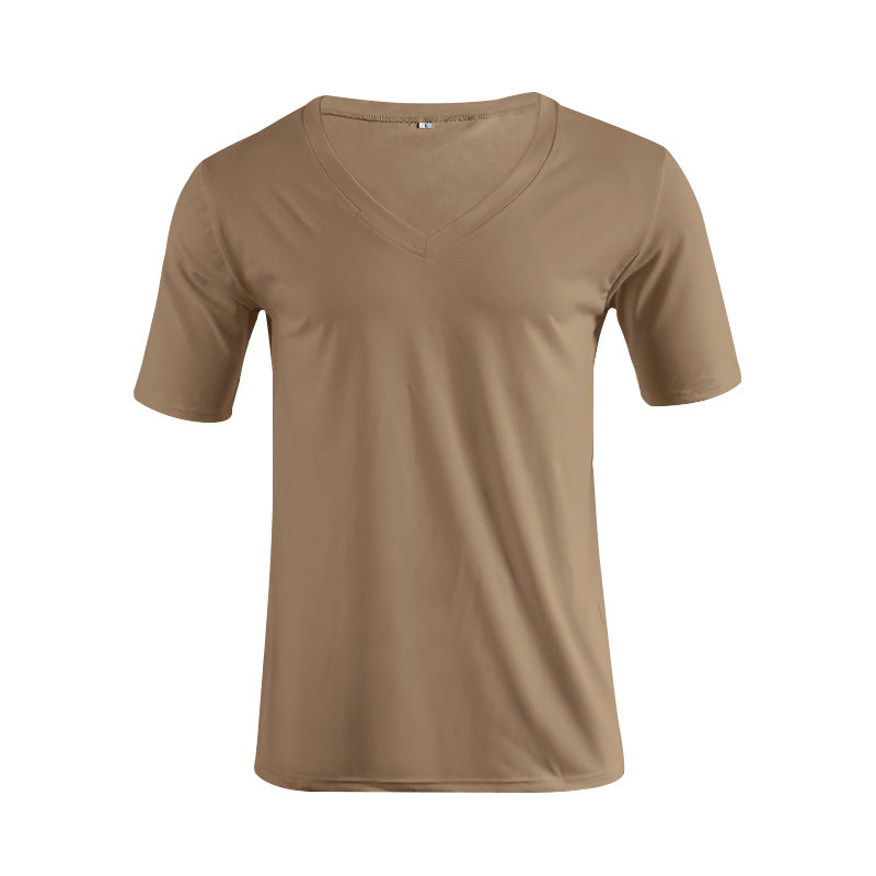 Herren nan V-Ausschnitt T‑Shirt aus feinem Jersey mit schmaler Silhouette und flachen Nähten EB