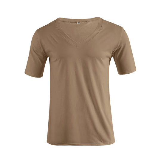 Herren nan V-Ausschnitt T‑Shirt aus feinem Jersey mit schmaler Silhouette und flachen Nähten EB