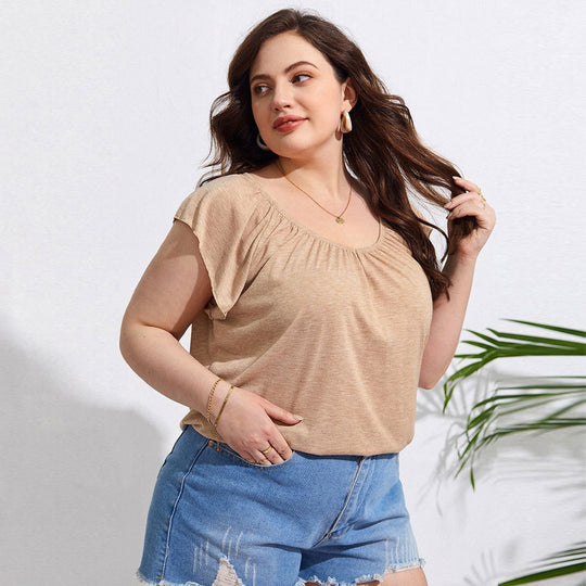 Damen lässiges Viskose-Oberteil mit lässigem Schnitt und elegantem V-Ausschnitt EB