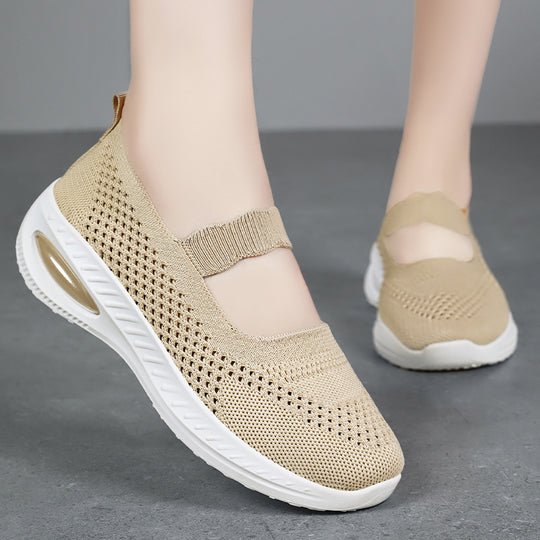 Damen Bequeme und atmungsaktive Sneakers mit elastischem Riemen EB