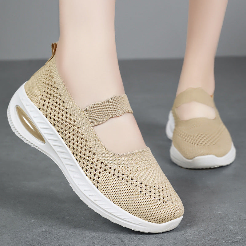 Damen Atmungsaktive Freizeit-Sneaker mit elastischem Riemen EB