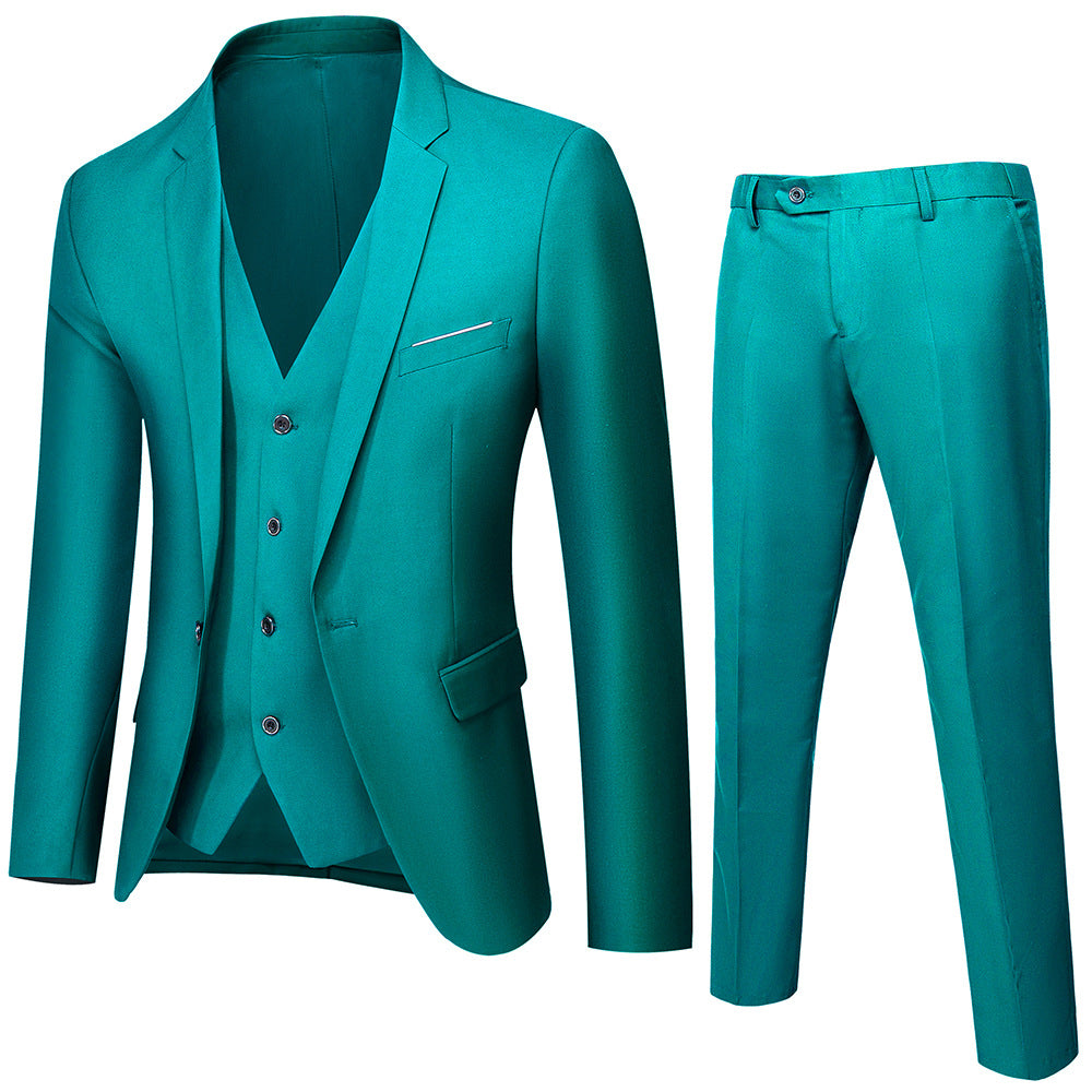 Herren nan dreiteiliges Business-Anzugset mit tailliertem Einreiher-Sakko, schmal geschnittener Weste und elegant geschnittener Anzughose EB