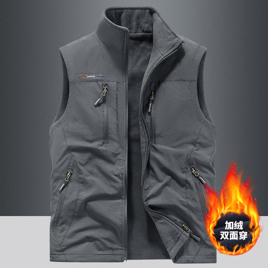 Herren Multifunktionale Outdoor-Utility‑Weste mit Mesh‑Innenfutter und zahlreichen Taschen EB