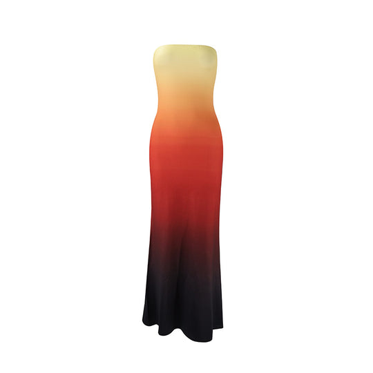 Damen strapaziertes Maxikleid mit stilvollen Blumenmotiven EB