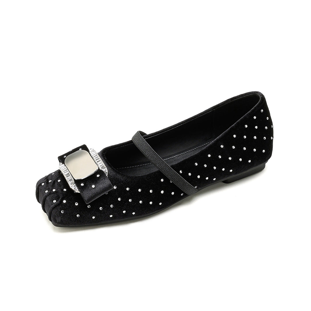 Damen Chice Ballerinas mit eleganter Schnalle und Strass-Applikationen EB
