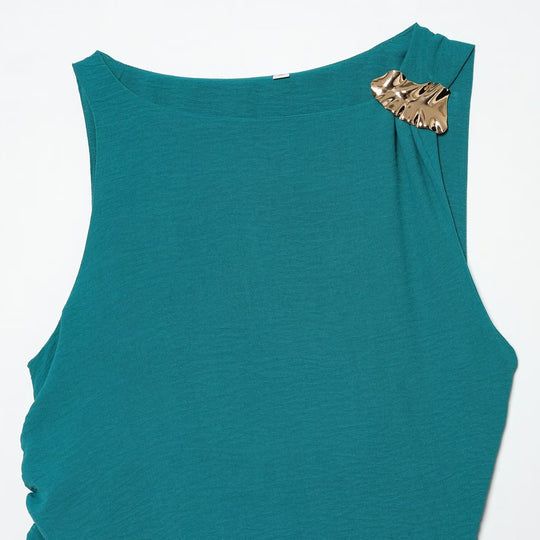 Damen Maxikleid mit elegantem Faltenwurf und asymmetrischem Saum EB
