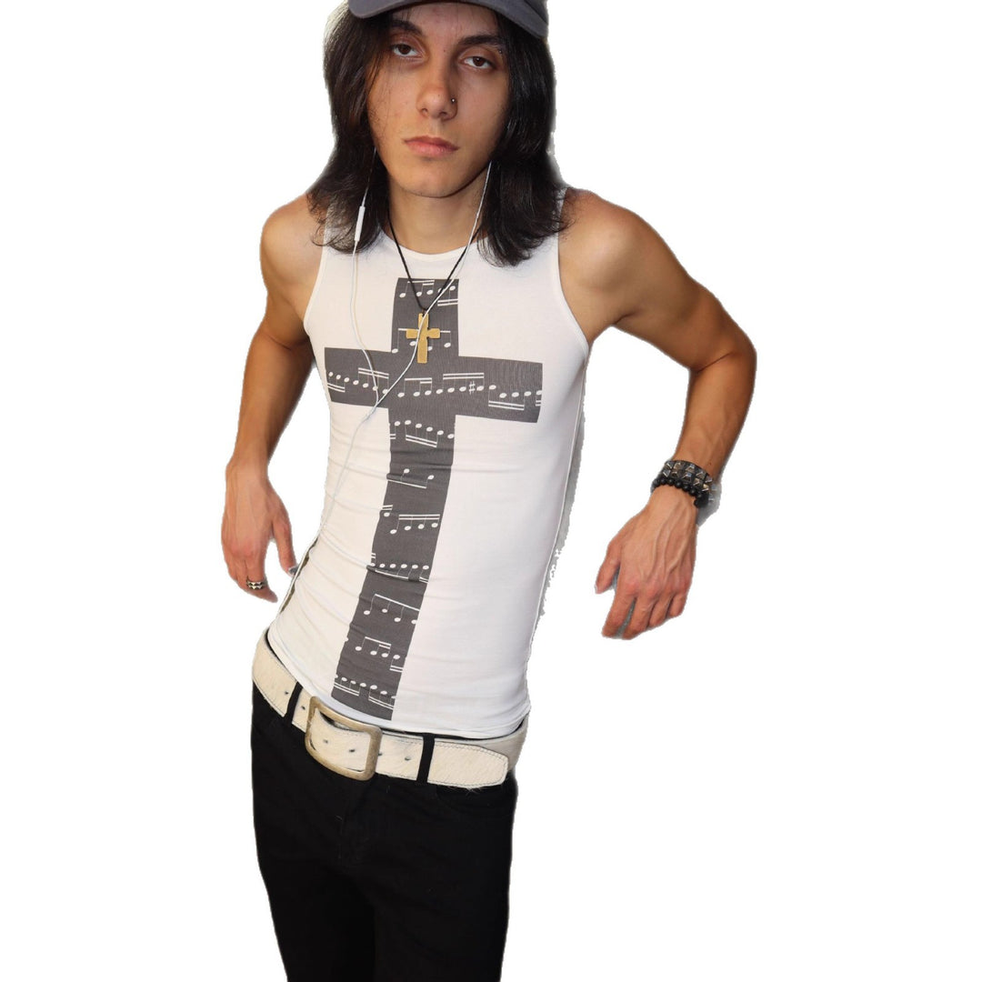 Damen Tanktop mit kreativem Noten-Design und figurbetontem Schnitt EB