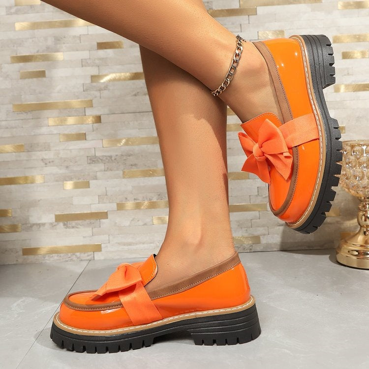 Damen Modische Loafers mit dekorativem Schleifendetail EB