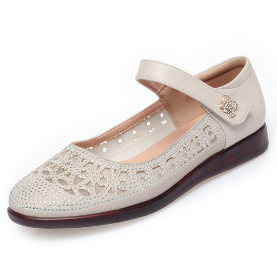 Damen Ballerinas mit dekorativem Riemchen und Strassverzierungen EB