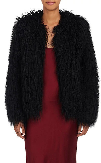 Damen Flauschige Kunstpelzjacke mit voluminösen Ärmeln EB