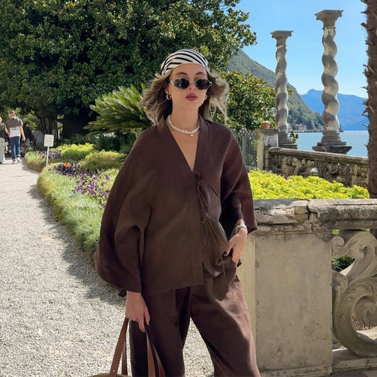 Damen Elegante und luftige Leinenjacke mit seitlichen Schlitzen EB