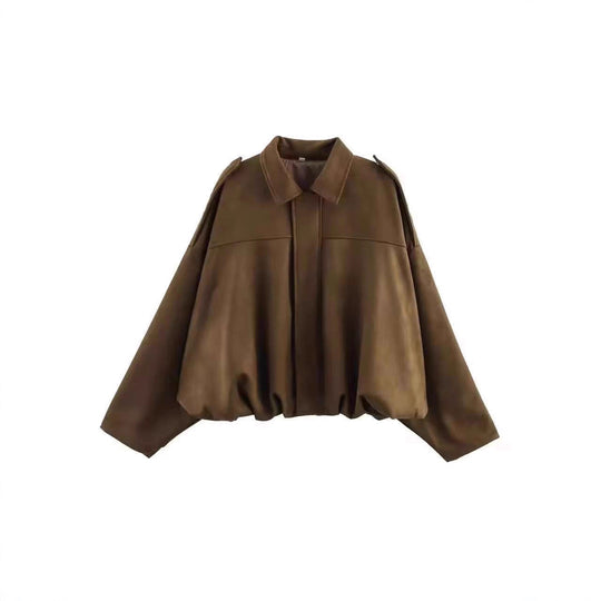 Damen Kurzjacke im Oversize‑Schnitt mit Ballon Saum und Schulterklappen EB