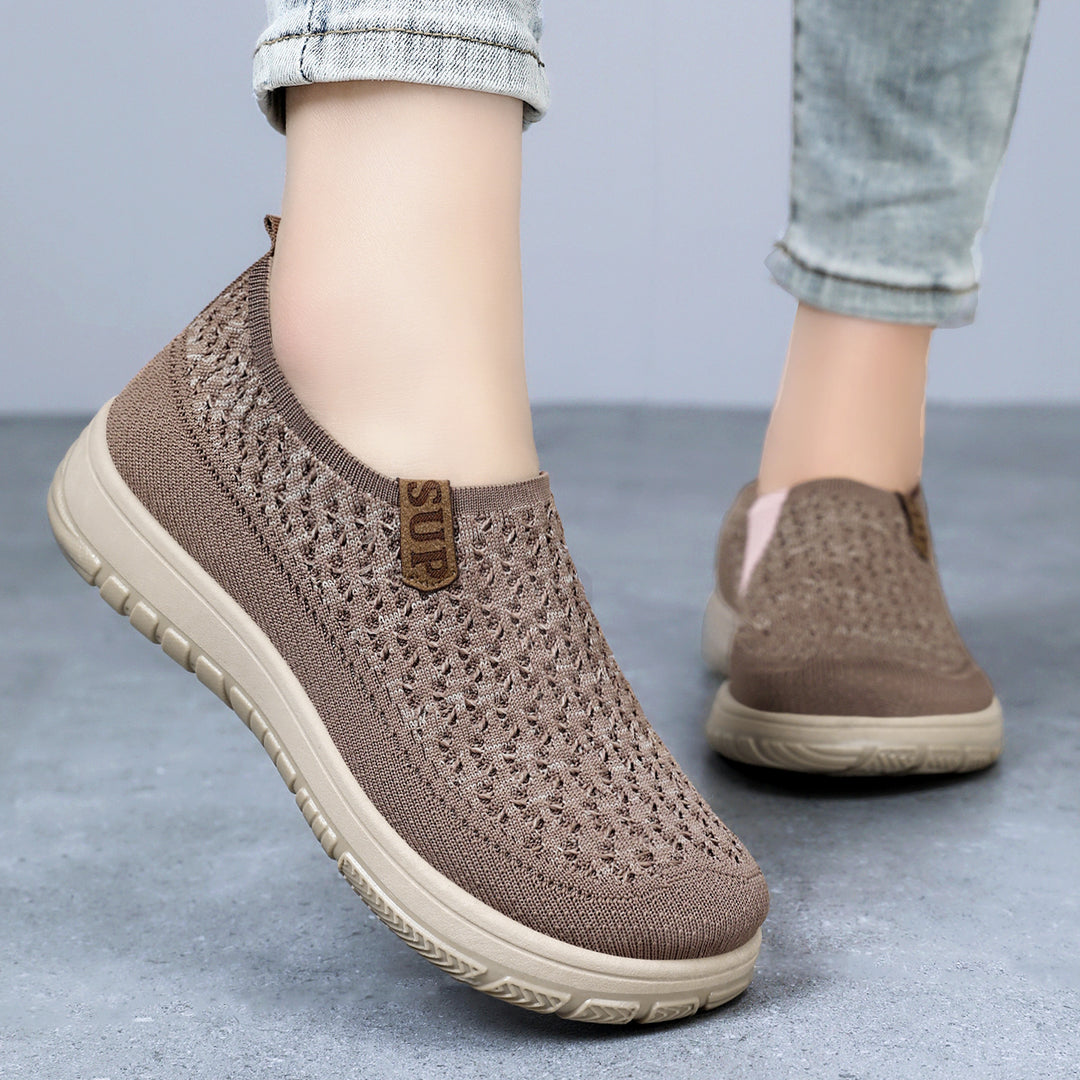 Damen Bequeme Slip-On Sneakers mit luftdurchlässigem Obermaterial EB