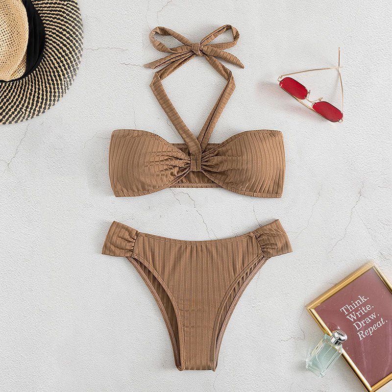 Damen Bandeau-Bikini mit modischem Drapé-Design EB