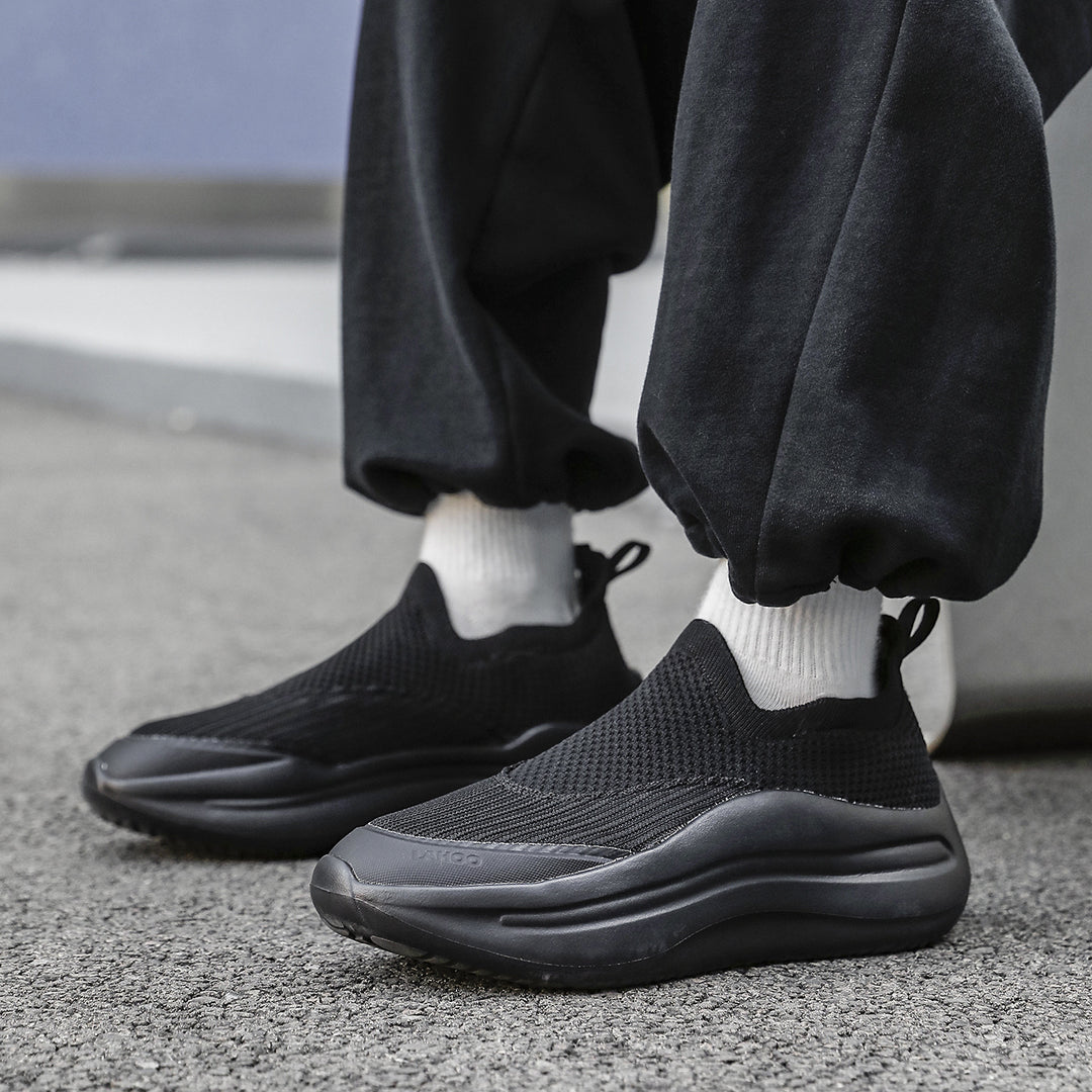 Damen Sportliche Slip-On Sneakers mit atmungsaktivem Strickoberteil und flexiblem Fußbett EB