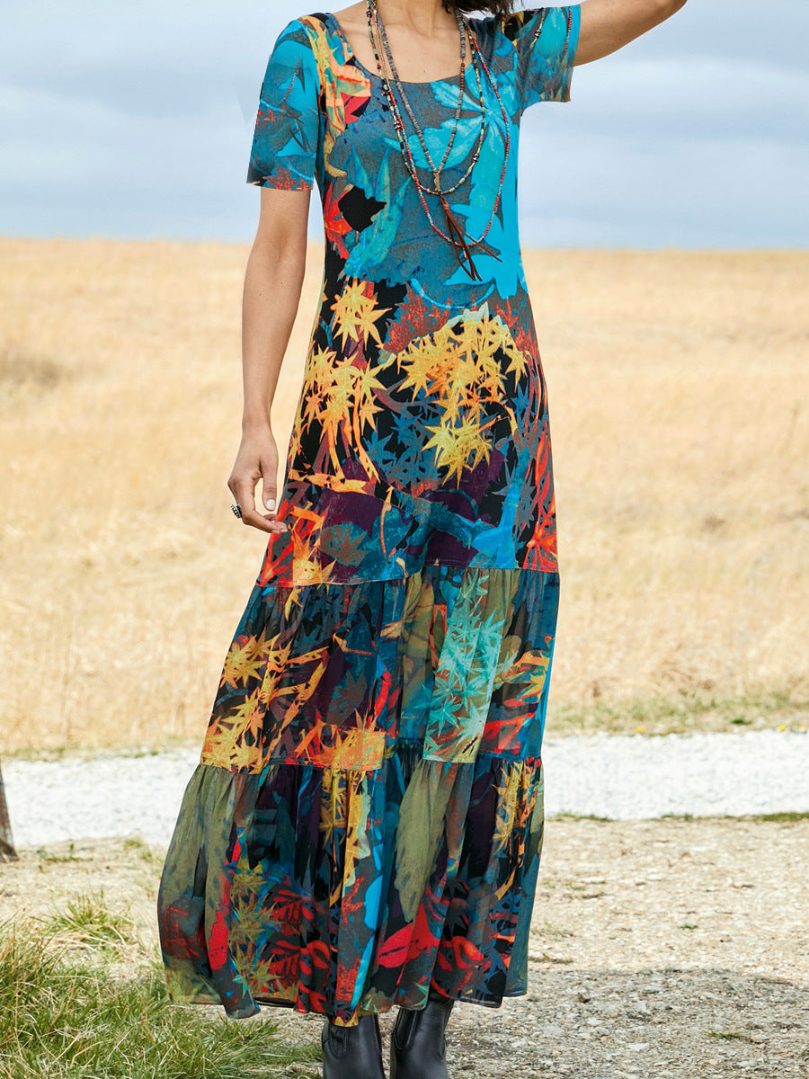Damen Maxikleid mit floralem Muster und fließendem Schnitt EB
