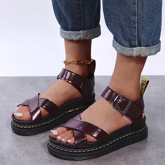 Damen Riemensandalen mit ergonomischem Fußbett und verstellbarem Schnallenverschluss EB