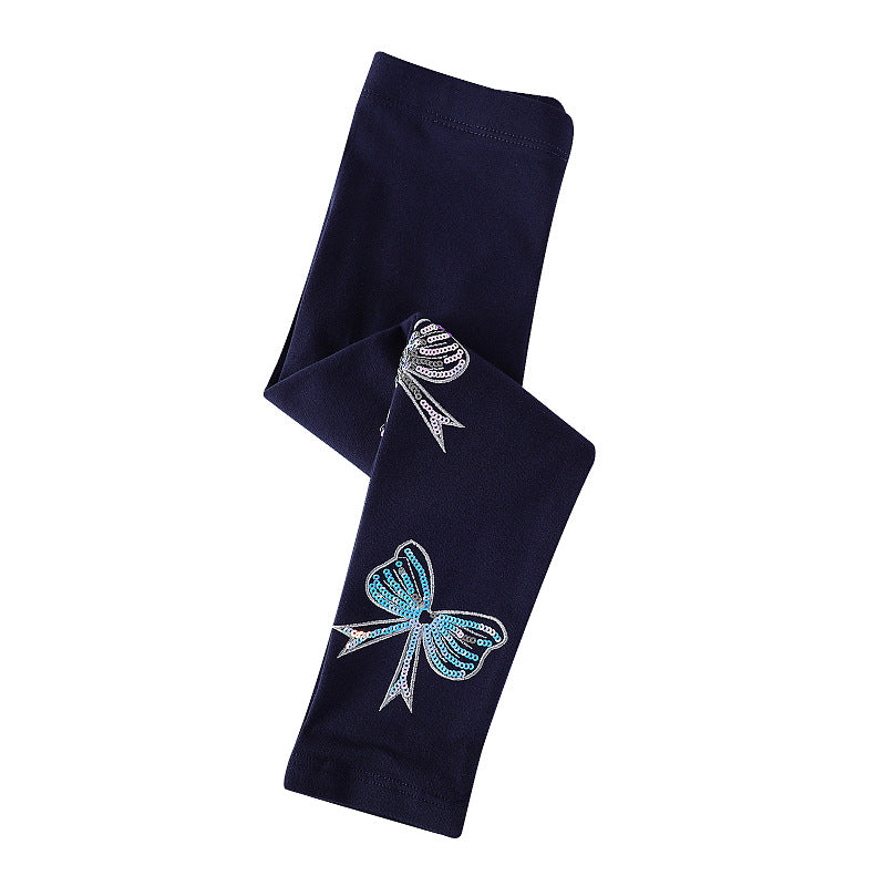 Mädchen Leggings mit bunten Schleifen-Applikationen EB
