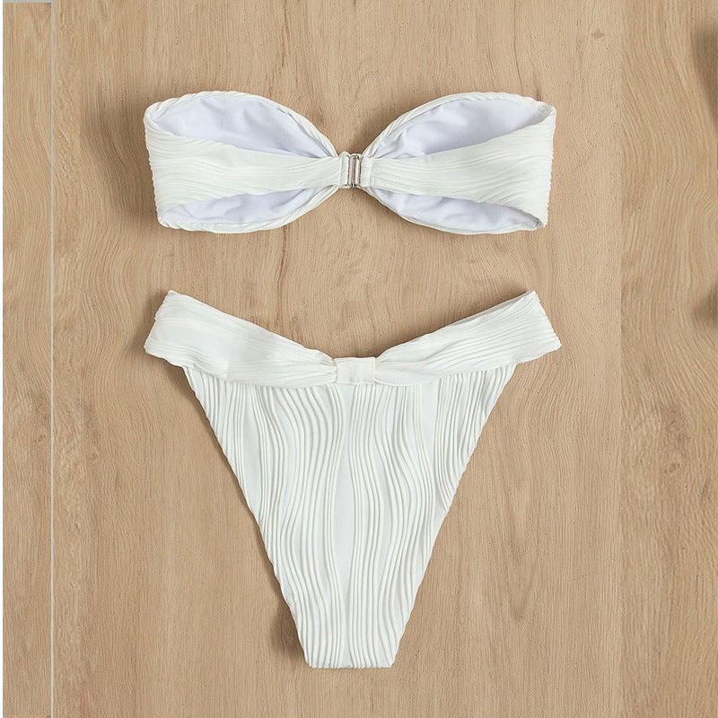 Damen Bandeau-Bikini mit dekorativem Wickeldetail EB