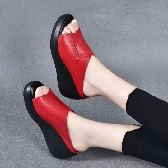 Damen Wedge-Pantoletten mit anatomischer Fußbettgestaltung und elegantem Obermaterial EB