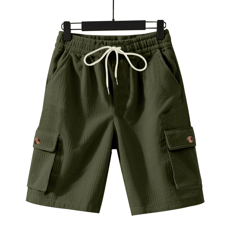 Herren nan Cord-Cargo-Shorts mit elastischem Tunnelzugbund, aufgesetzten Cargotaschen und weichem Baumwollmix EB
