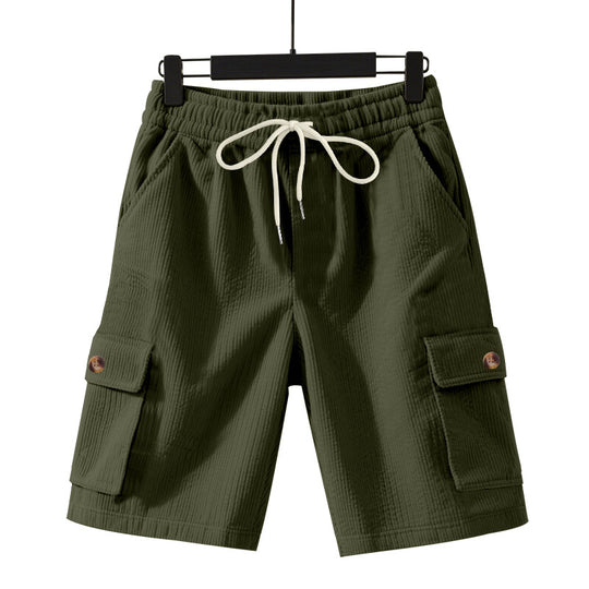 Herren nan Cord-Cargo-Shorts mit elastischem Tunnelzugbund, aufgesetzten Cargotaschen und weichem Baumwollmix EB