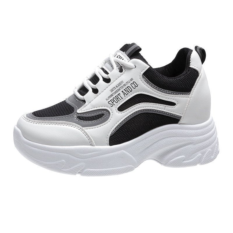 Damen Sportliche Sneakers mit hoher Sohle und atmungsaktiver Mesh-Oberfläche EB