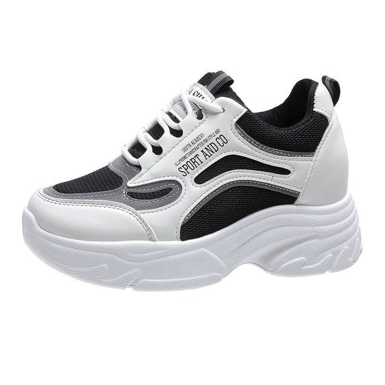 Damen Sportliche Sneakers mit hoher Sohle und atmungsaktiver Mesh-Oberfläche EB