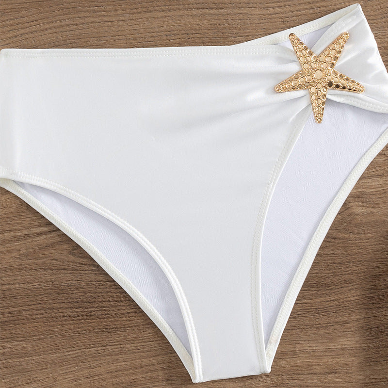 Damen Hochtaillierter Bikini mit eleganten Muschelverzierungen EB