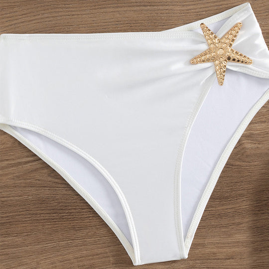 Damen Hochtaillierter Bikini mit eleganten Muschelverzierungen EB