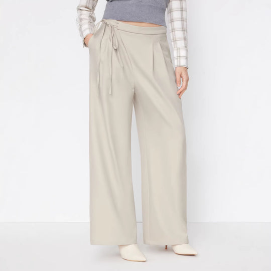 Damen Weite Nadelstreifen-Hose mit Wickel-Taille EB