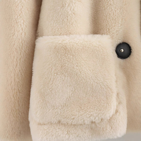 Damen kuschelige Fleecejacke mit dekorativen Knöpfen EB