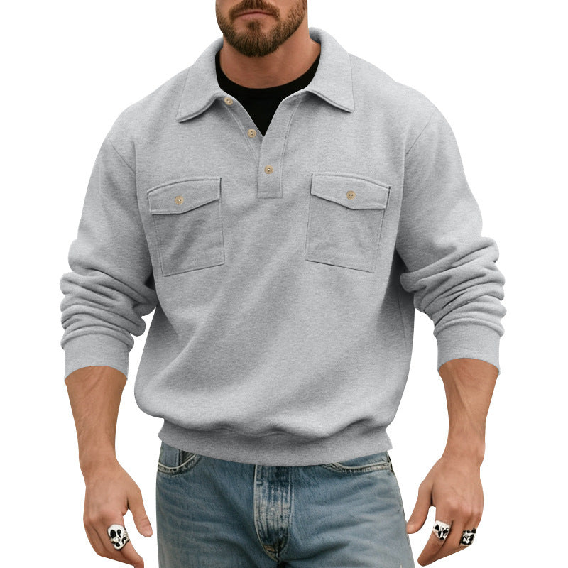 Herren Freizeit-Pullover mit praktischen Brusttaschen und modernem Stehkragen EB