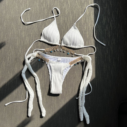 Damen Triangel-Bikini mit einzigartigen Verzierungen EB